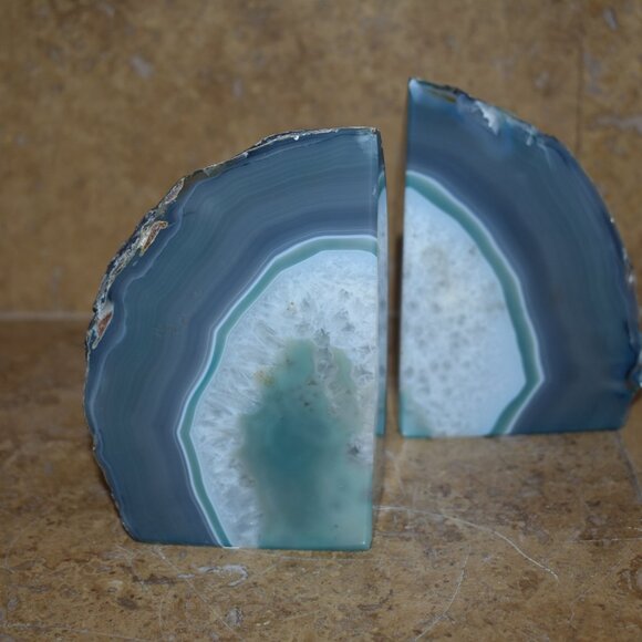 Vintage beautiful Agate Geode Quartz Crystal Rock Stone Rock Open book end - Picture 3 of 14